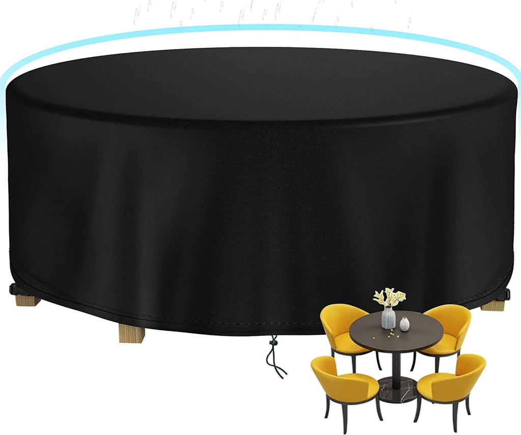 Round Patio Table Cover Waterproof, 96.4" Diax27.9" H Heavy Duty Oxford Fabric Outdoor Patio Furniture Cover Patio