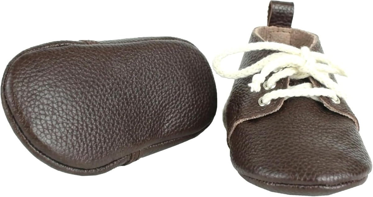 Dark Brown Leather Baby Booties Moccasins Shoes
