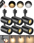Zoomable 20W LED Track Lighting Heads H Type, Black 6 Pack