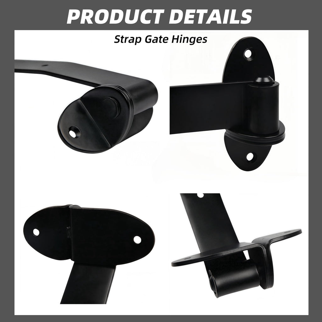 12 inches Strap Gate Hinges, Black Heavy Duty Hinge, T Shaped Lift Off Hinge