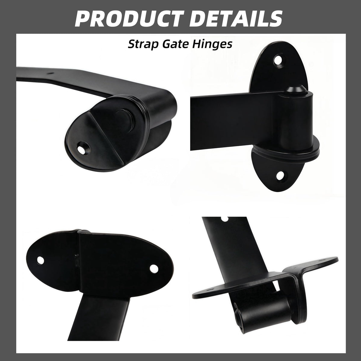 12 inches Strap Gate Hinges, Black Heavy Duty Hinge, T Shaped Lift Off Hinge