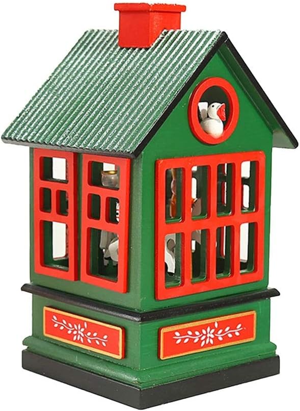 Christmas Wooden Carousel Music Box House Decorations Cute Rotating Creative Design Tool Party Decor