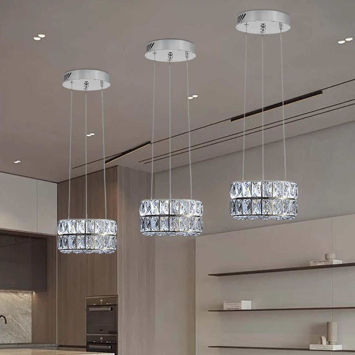 Modern Crystal Ring Chandelier for Small Dining Rooms and Bedrooms