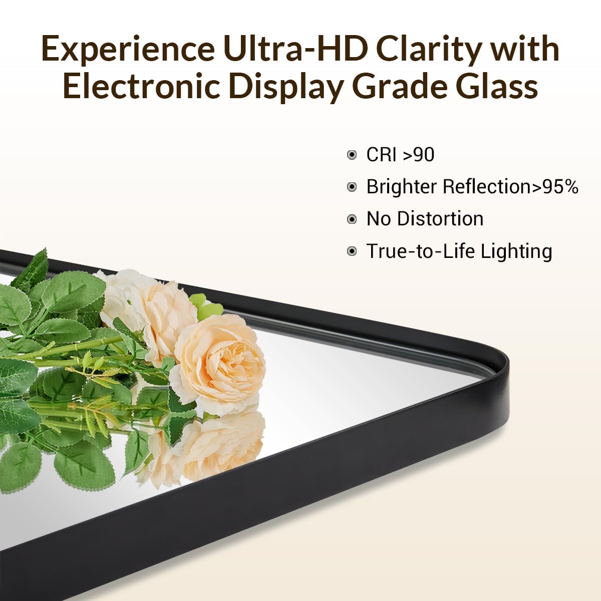Wall Mirror, 30"x40" Black Bathroom Mirror, Modern Rounded Rectangle Metal Frame Mirror for Vanity, Matte Stainless