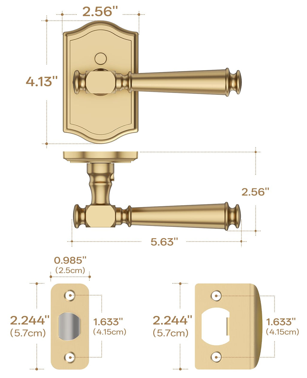 1 Pack Champagne Bronze Privacy Interior Door Handles