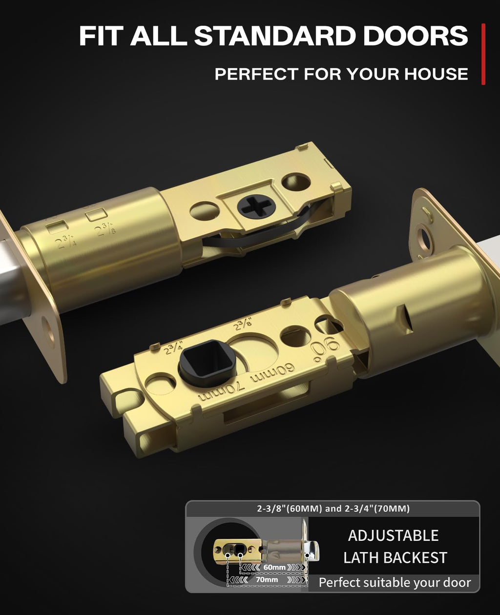 Champagne Bronze Solid Heavy-Duty Knurled Front Door Handle Set with Deadbolt, Architectural Grade Modern Entry Door
