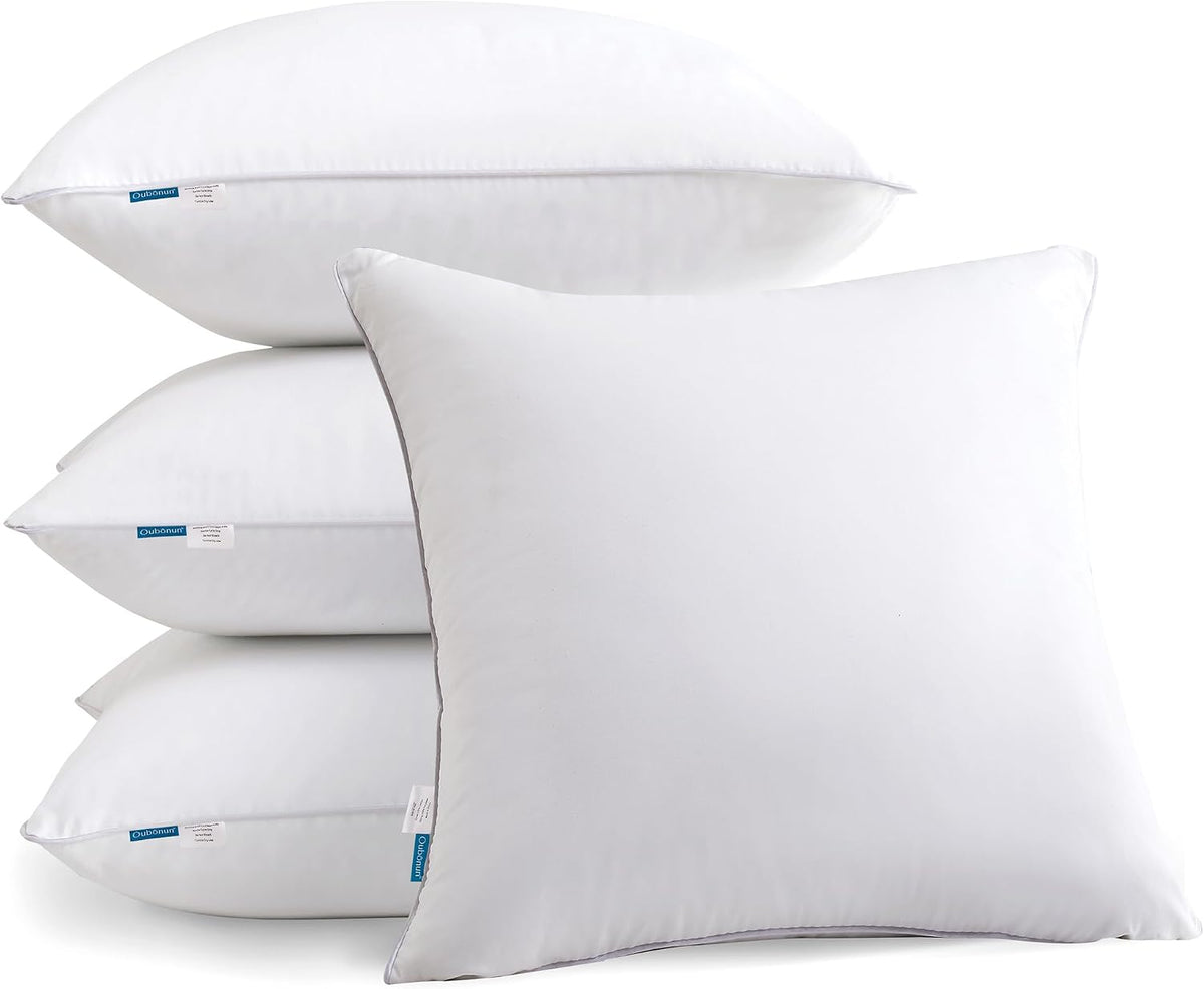 18"x18" Pillow Inserts () - 100% Cotton Cover, Square Throw Pillow Inserts for Couch, Sofa, Bed - Decorative - Set of 4