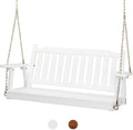 Upgraded 4 FT Wooden Porch Swing, 880 LBS Solid Fir Wood, White | Heavy-Duty Fir Wood Frame; 880-Lb Capacity;