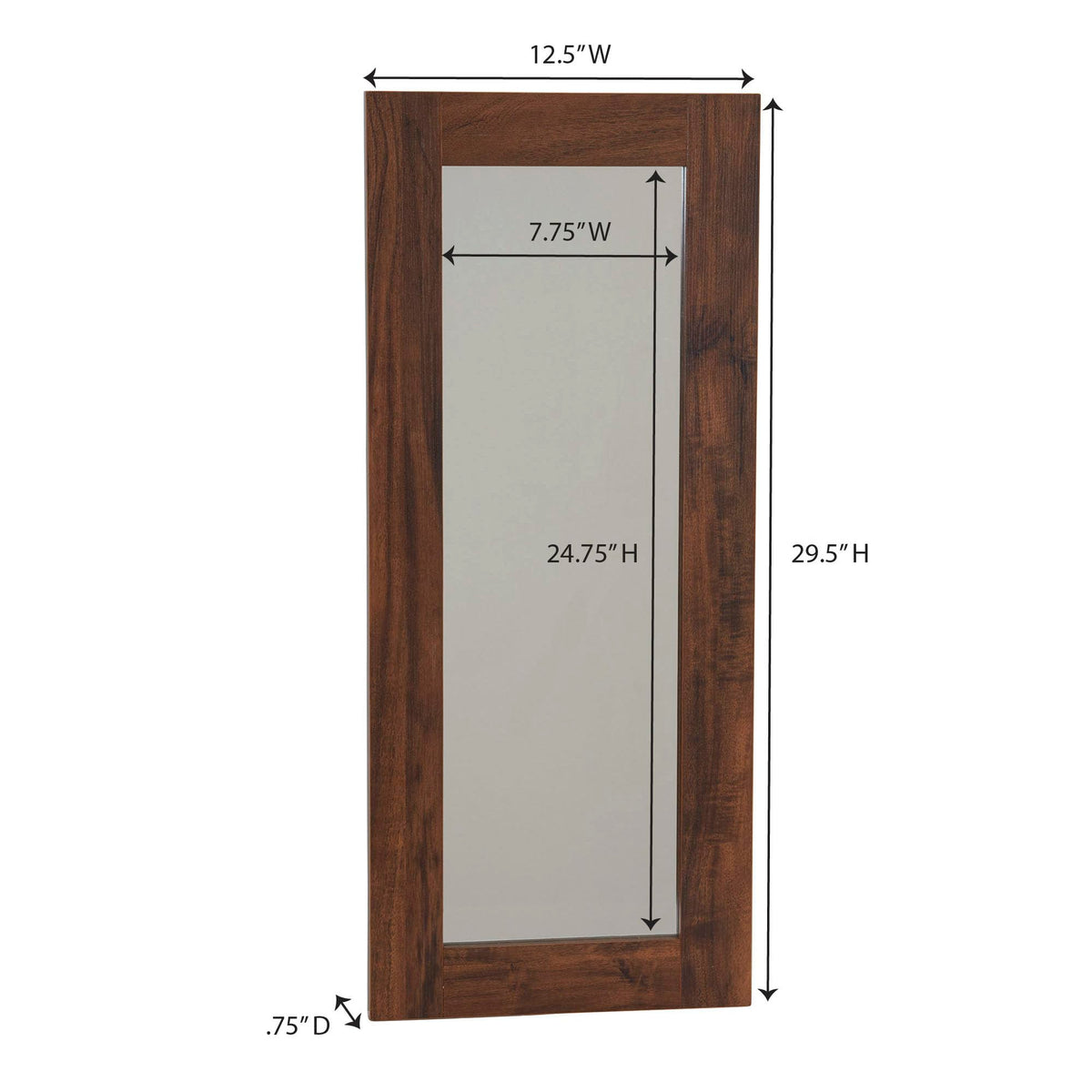 Rectangle Wall Mirror Décor, Hickory Finish