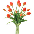 15 Pcs Burnt Orange Artificial Tulips, Real Touch Latex Faux Bouquet with Buds, Lifelike Floral Stems, Fake Flowers