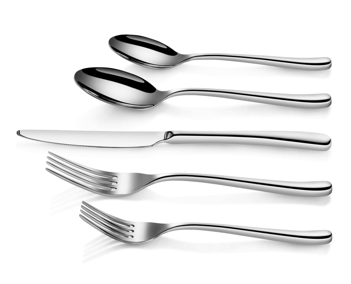 Rain II Series 20-Piece Stainless Steel 18/10 Forged Flatware Set