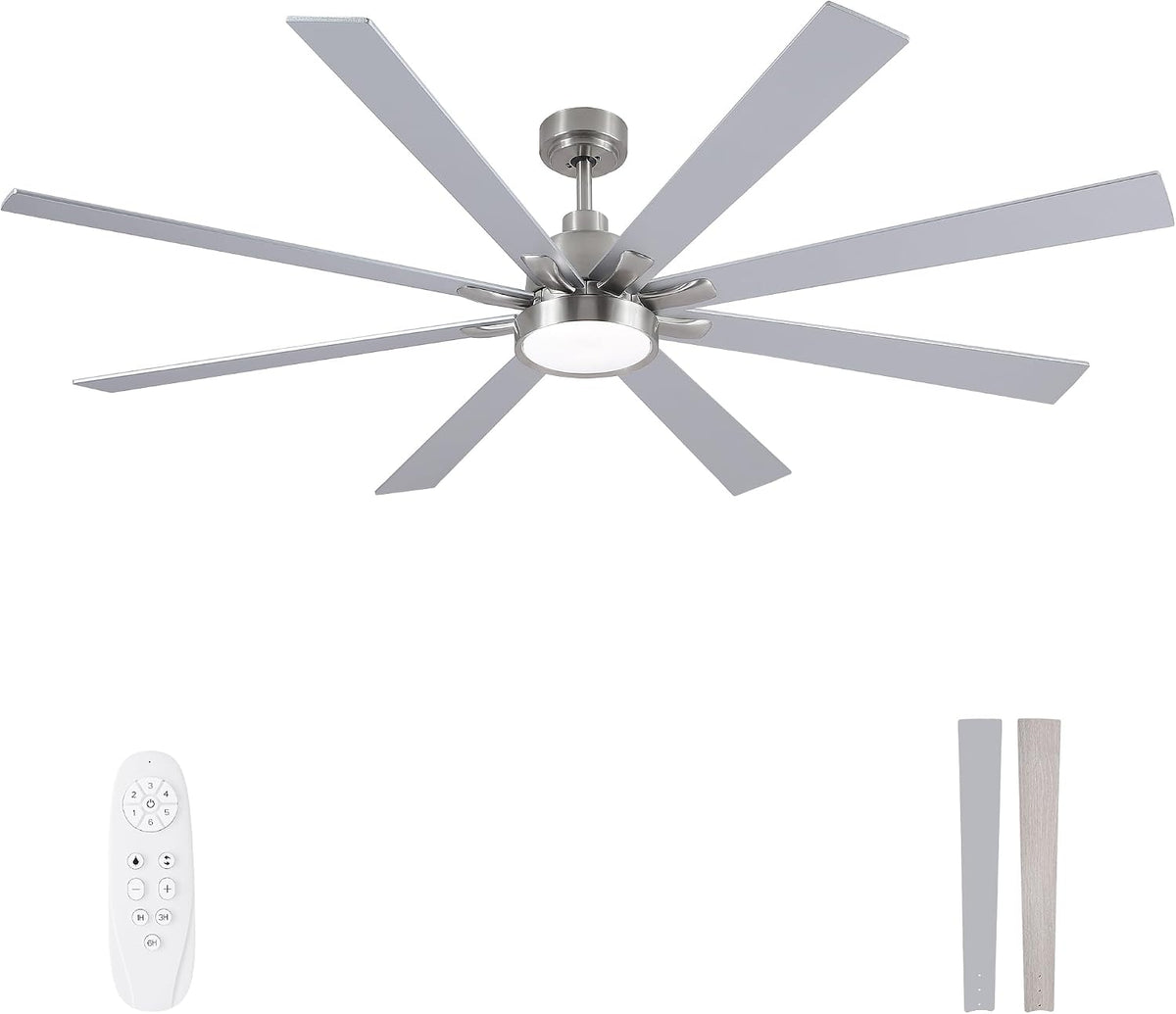 72" Ceiling Fan with LED Light and Remote - Brushed Nickel / Walnut