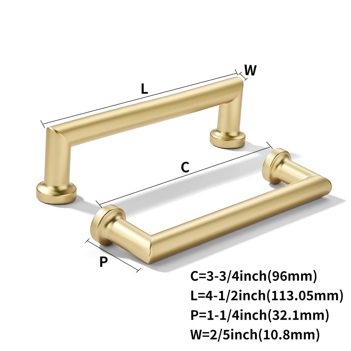 10-Pack 3-3/4Inch(96mm) Matte Gold Cabinet Pulls,Brushed Satin Gold Handles Cabinets, Cupboards, Drawers and Bathroom