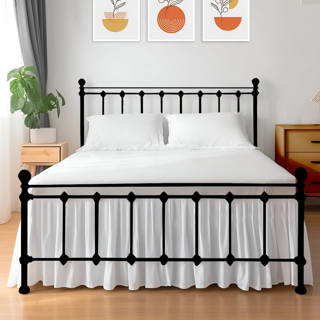 Ruffled Bed Skirt with Split Corners, Gathered Style, 100% Microfiber, 15-Inch Drop, Dust Ruffle Bedskirt with