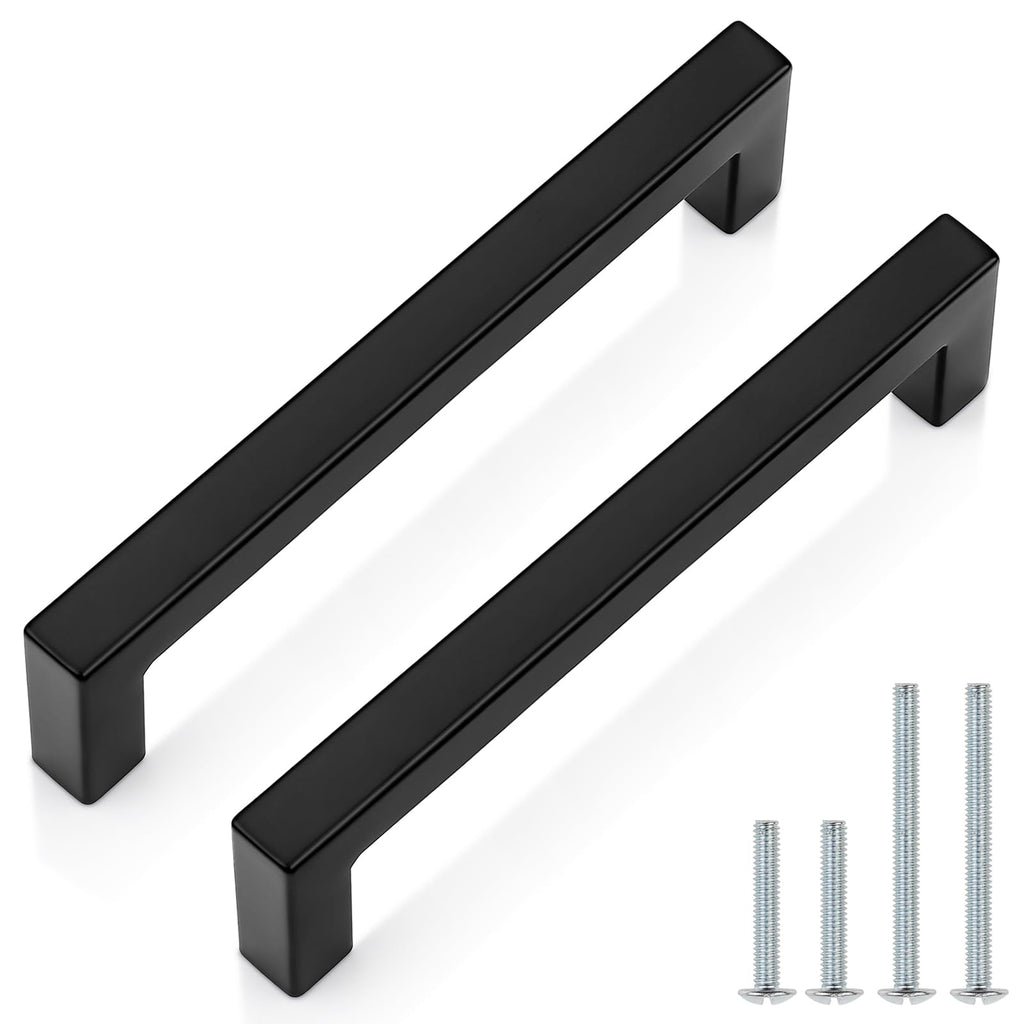 12 Pack 5 Inch (128mm) Hole Center Cabinet Handles Stainless Steel Kitchen Drawer Pulls Square Bar Cabinet Hardware
