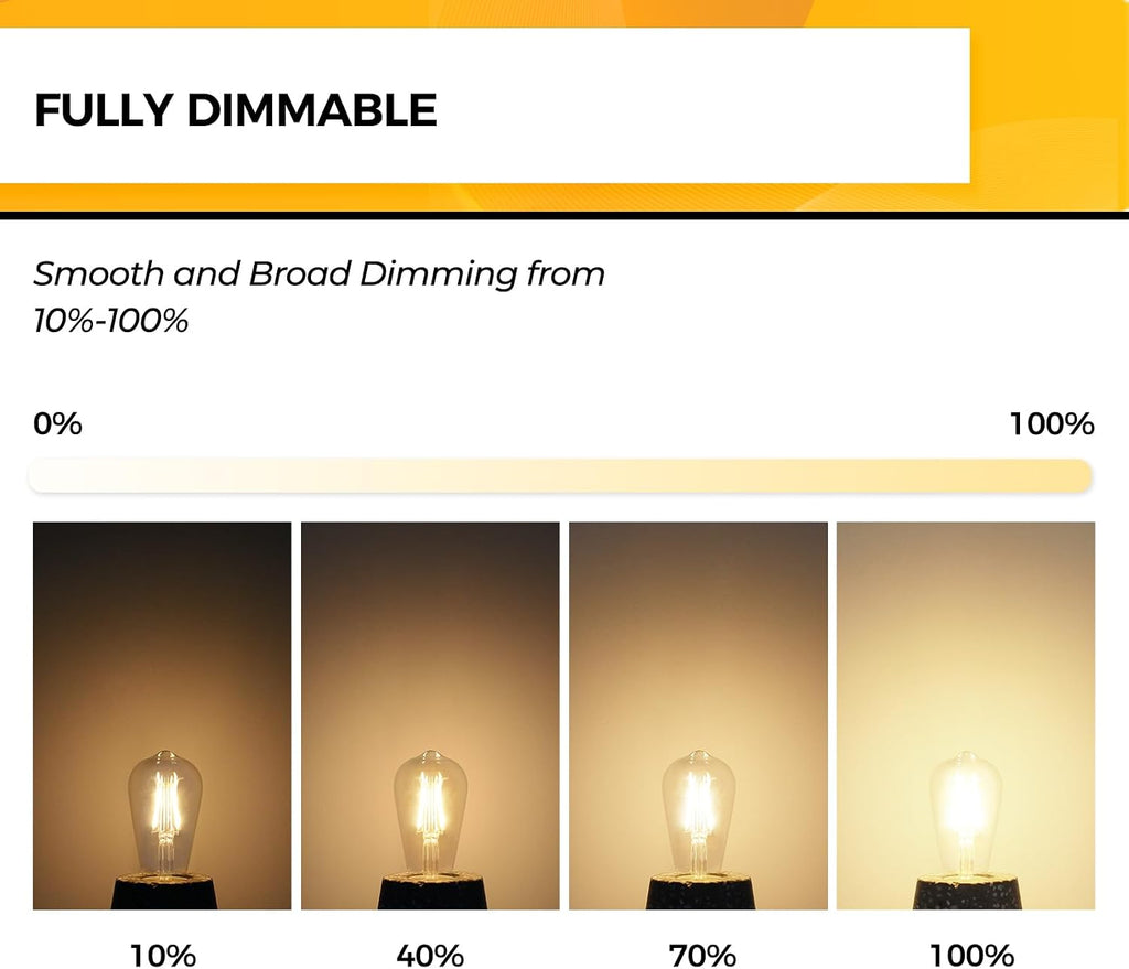 Edison Bulbs Dimmable, E26 40w Bulb, 3000K 450ML