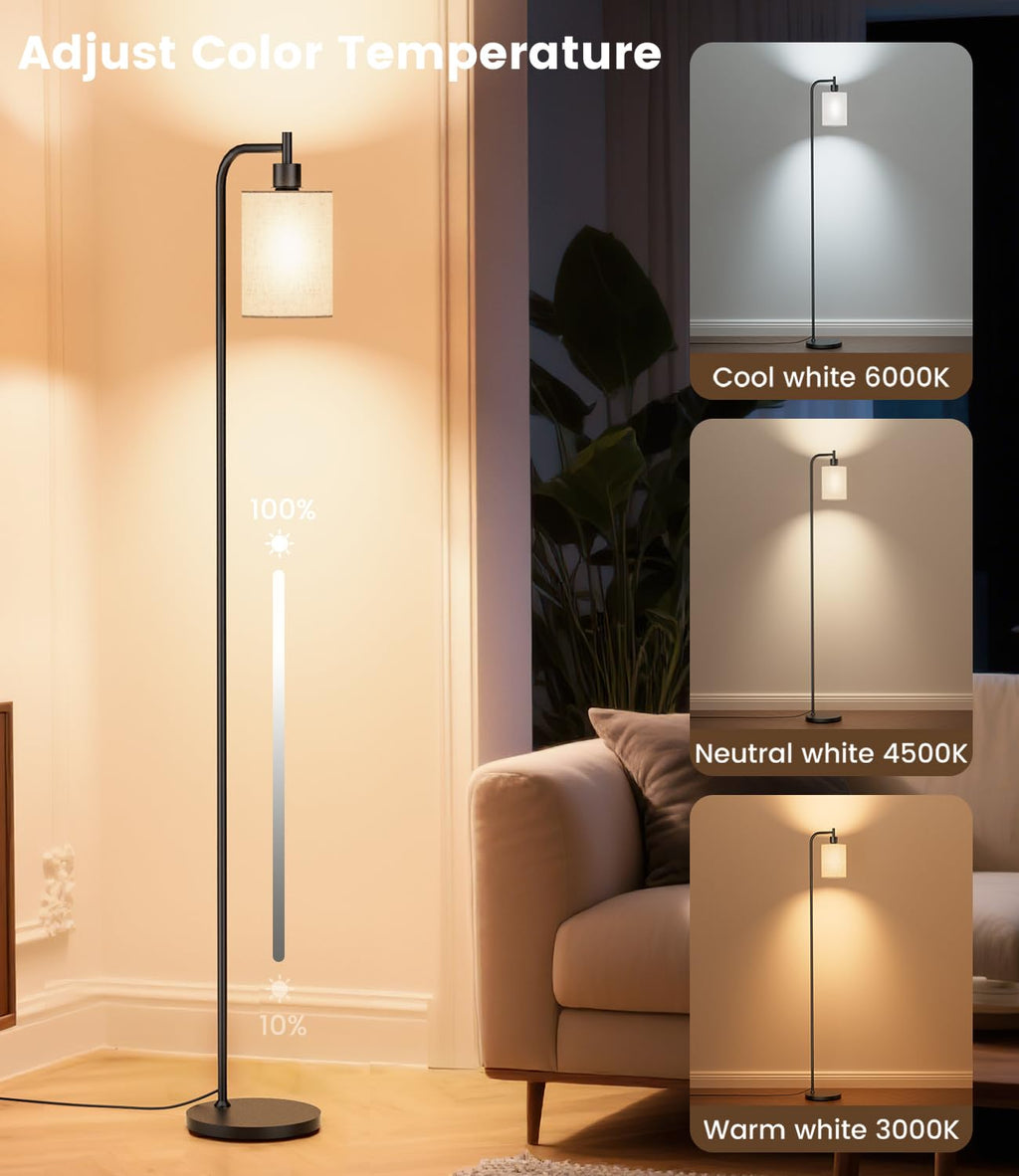 Floor Lamps with Linen Shade Bedroom Corner
