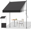 Manual Retractable Awning, 79" W x 118" H Retractable Side Bar 47-59", Outdoor Patio Awnings Height Adjustable