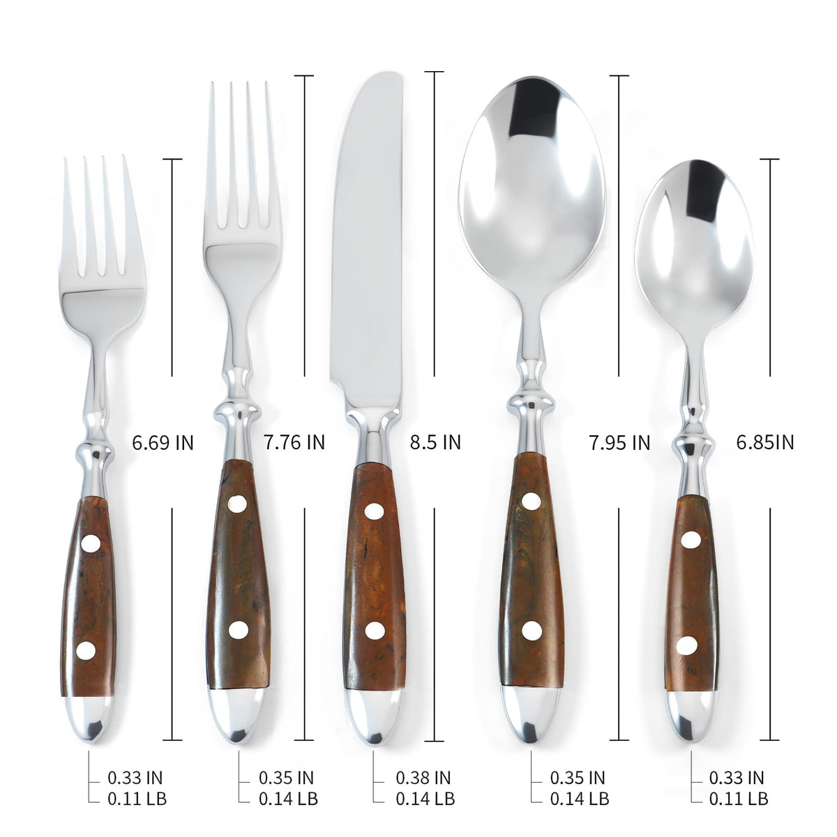 Silverware Set Brown Luxury Vintage Handle 40-Piece Service for 8