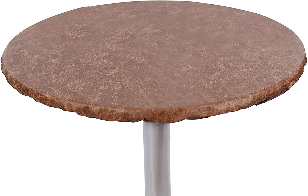 Heavy Duty Vinyl Round Fitted Tablecloth (Table Cover) with Flannel Backing Vibrant Colors Elasticized Tablecloth