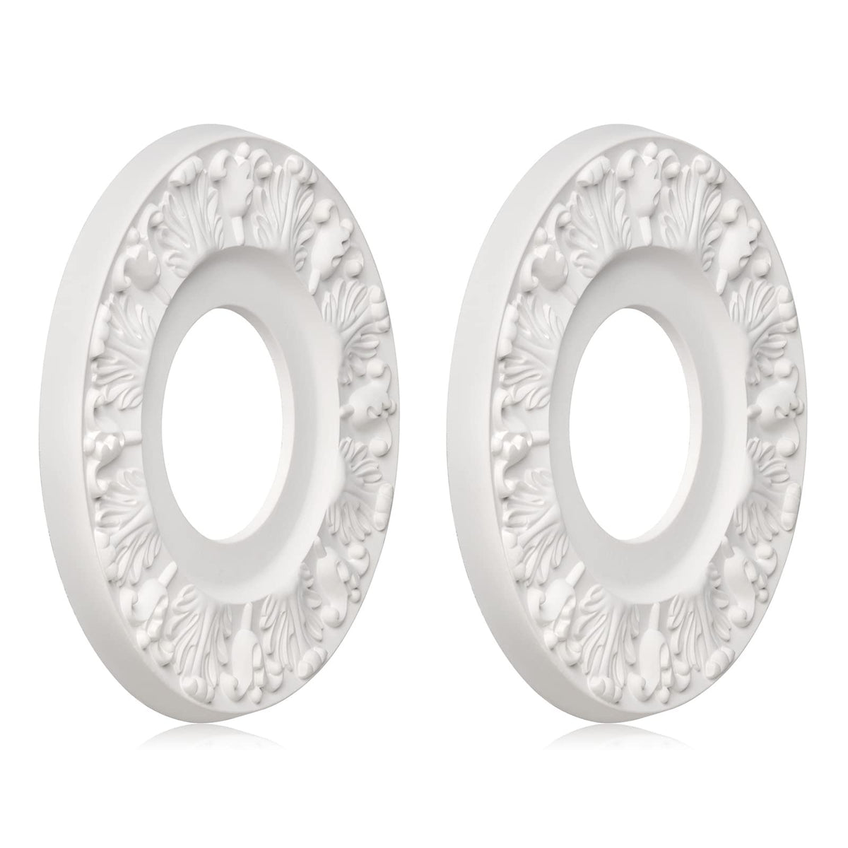 2 Pcs Vintage Carved Flower Ceiling Medallion for Light Fixtures and Ceiling Fans (10-1/8"OD X 4"ID White)
