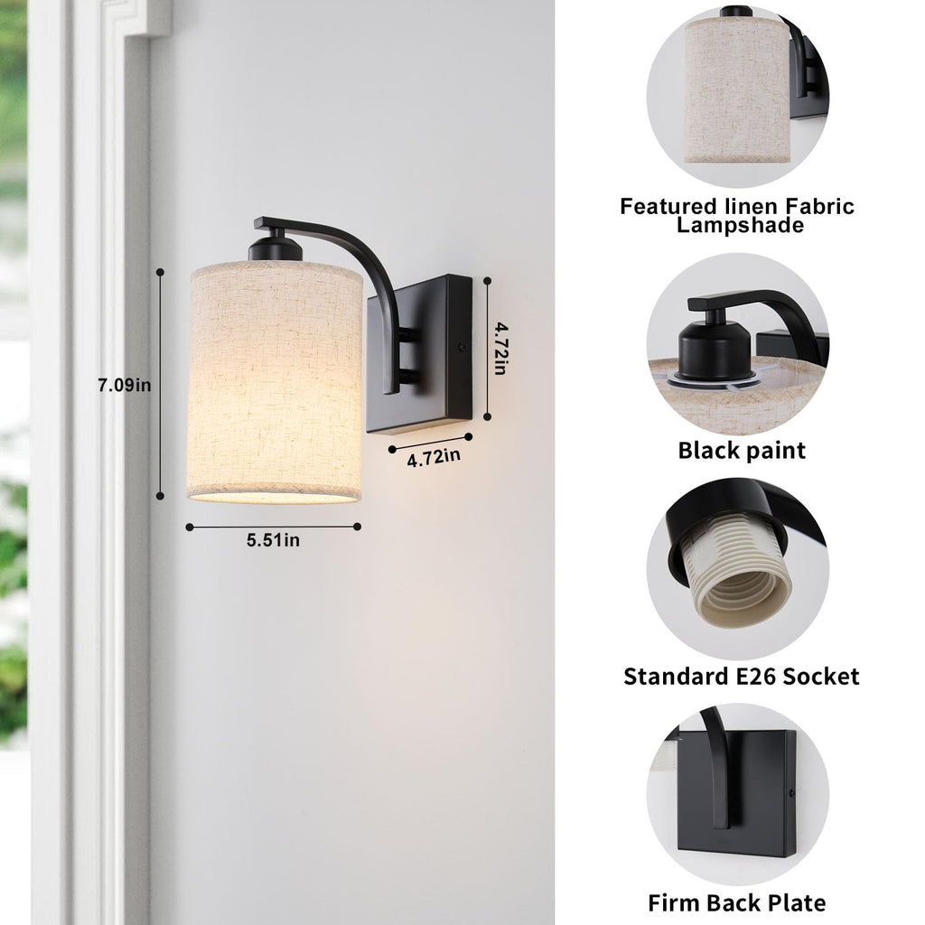 Black Rechargeable Wall Sconces Set of 2 with Remote, Wireless Dimmable Battery Operated LED Wall Lights, Cordless