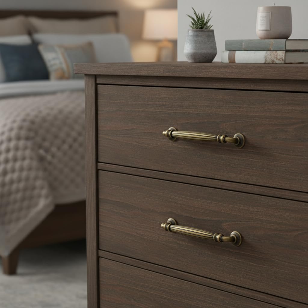 5" Brushed Antique Brass Cabinet Pulls 10 Pack