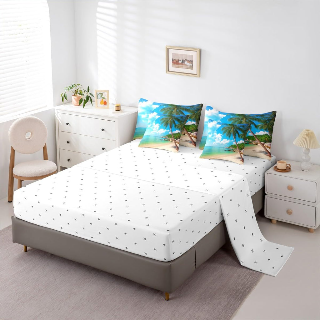 Ocean Beach Comforter Set, Palm Trees 7-Piece
