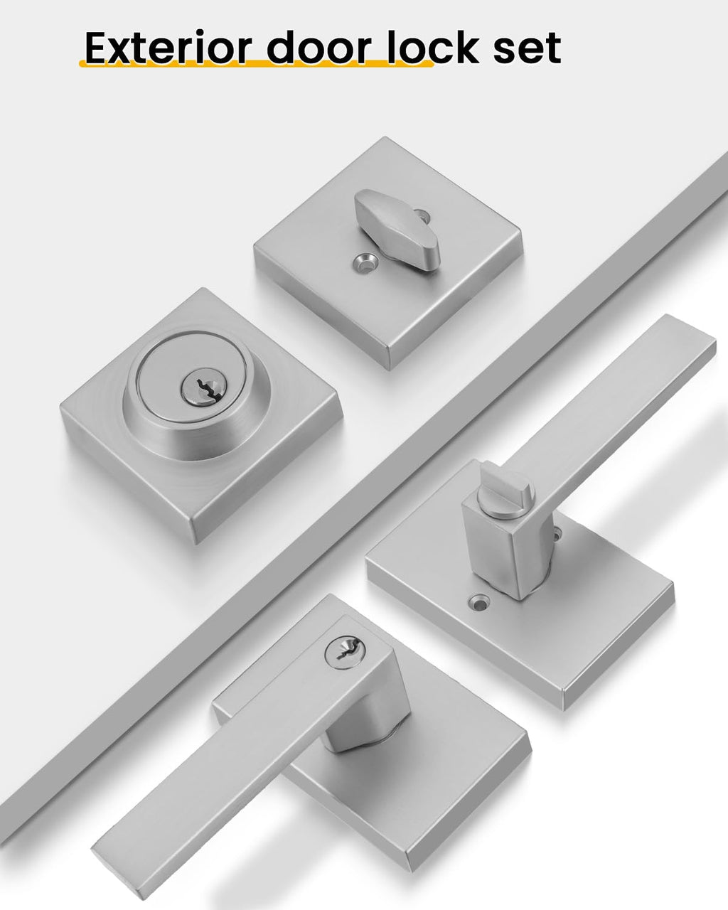 Brushed Nickel Exterior Door Handle with deadbolt 1 Pack