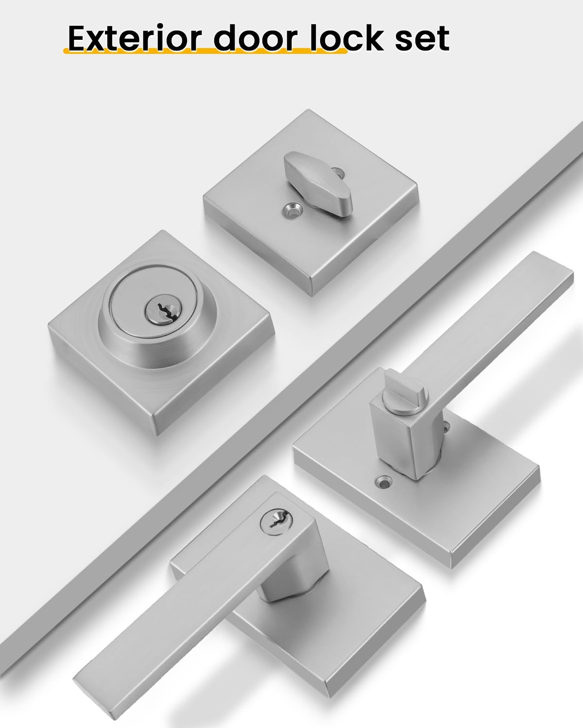 Brushed Nickel Exterior Door Handle with deadbolt 1 Pack