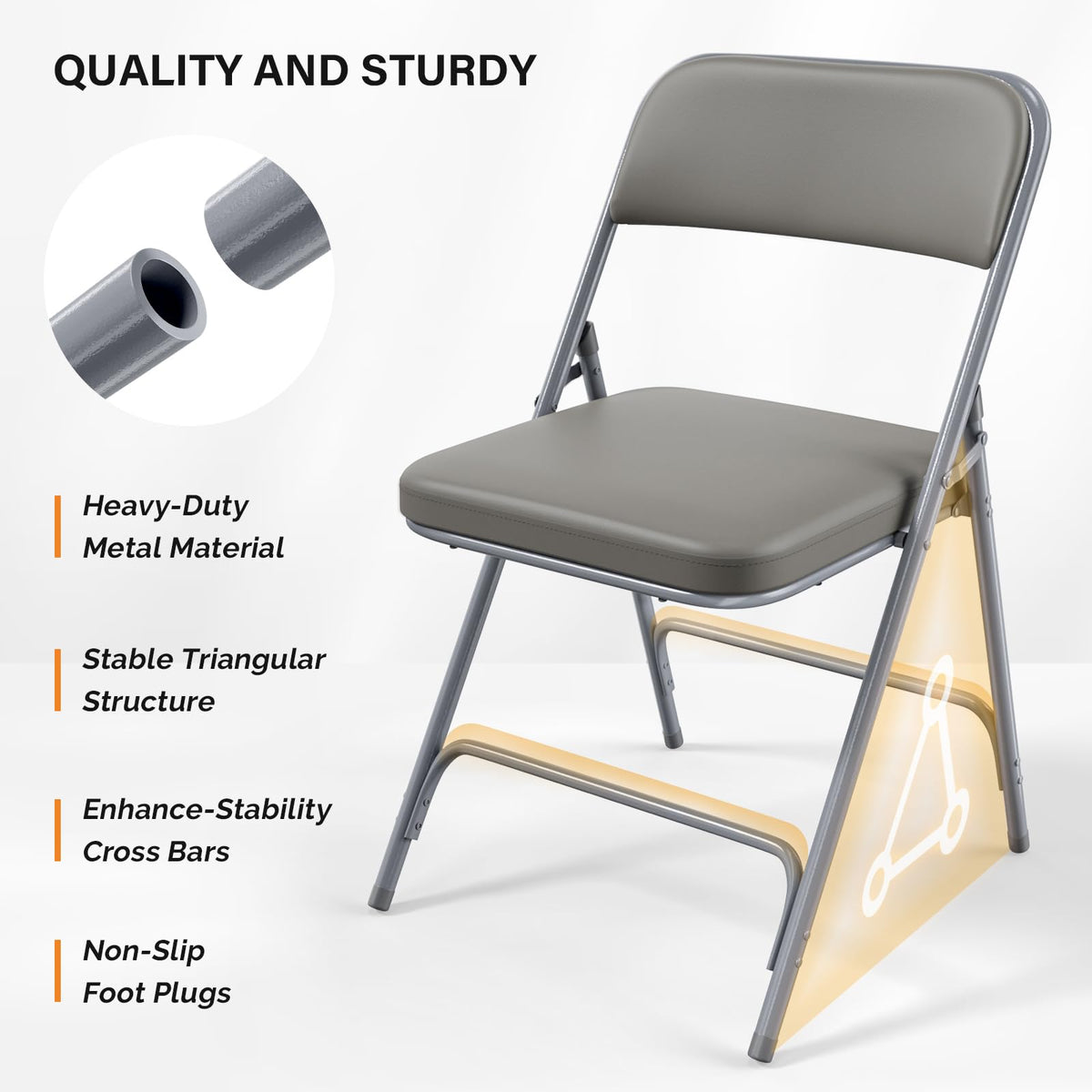 Padded Folding Chairs with Comfortable Thick Padding and Steel Metal Frame, Portable, Storable Indoor/Outdoor Seating