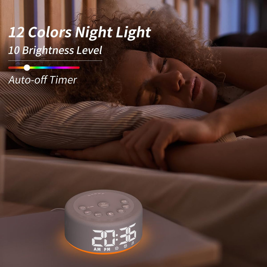 3 in 1: Sound Machine Alarm Clock Night Light White Noise Machine with 30 Sleeping Sounds for Baby Kids Adults 32