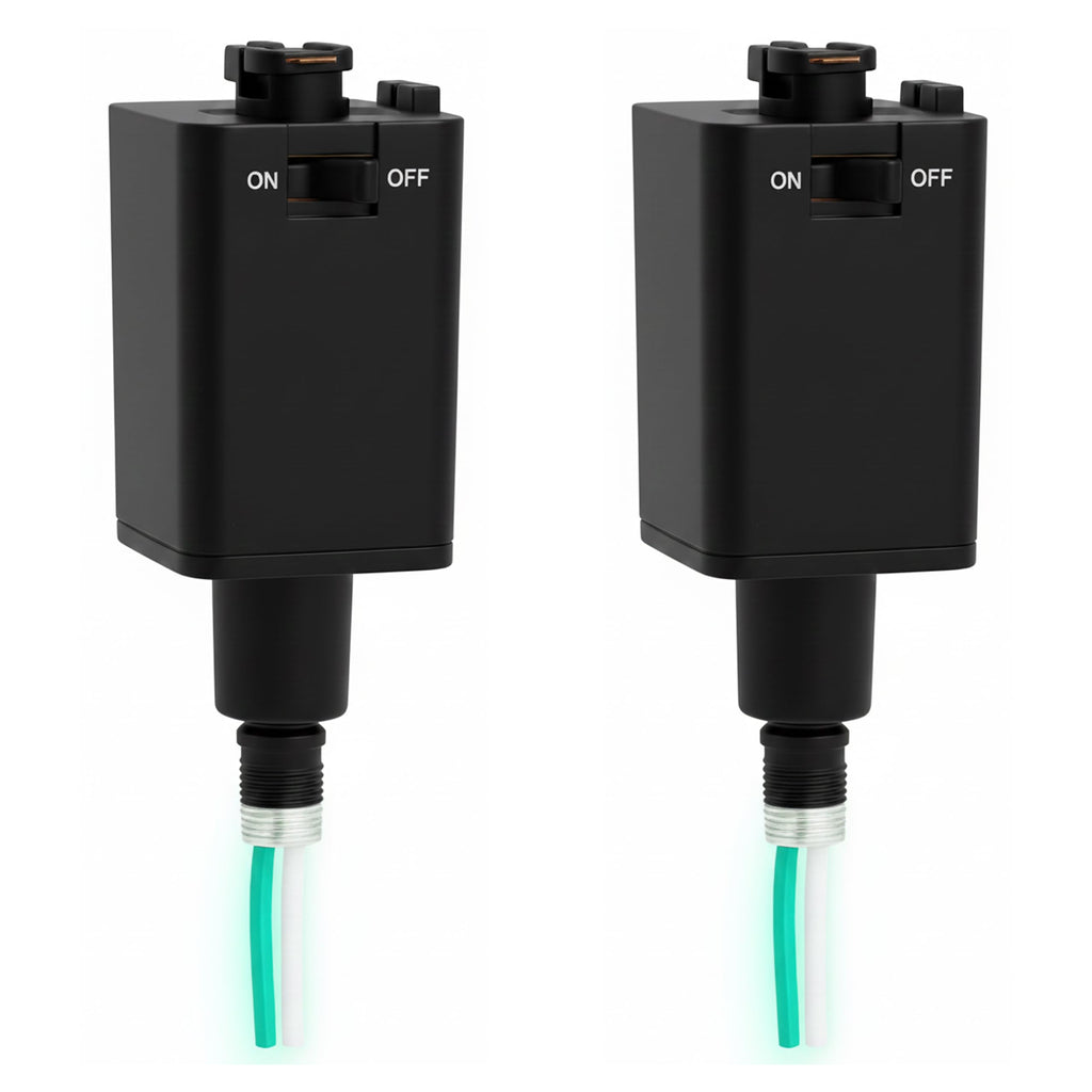 Stem Hung Pendant Track Adapter, Black (2-Pack) - for Single Circuit Track, 120V - Supports Indoor Dry Locations