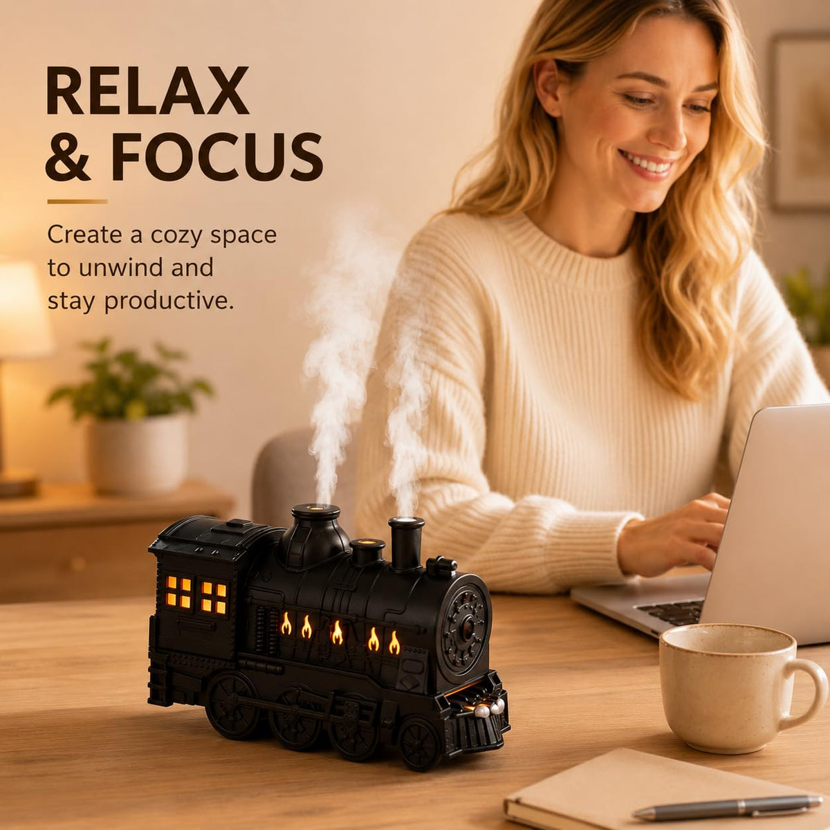 Retro Steam Train Essential Oil Diffuser Set with 2 Oils 300ml