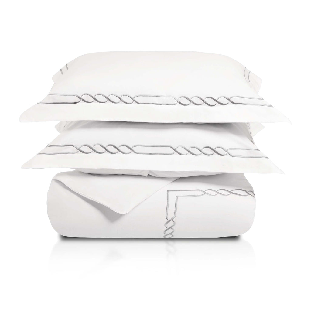 Lorenz Cotton 200 Thread Count Duvet Cover Set, Soft Comforter Covers, Bedroom Essentials, Embroidered Infinity