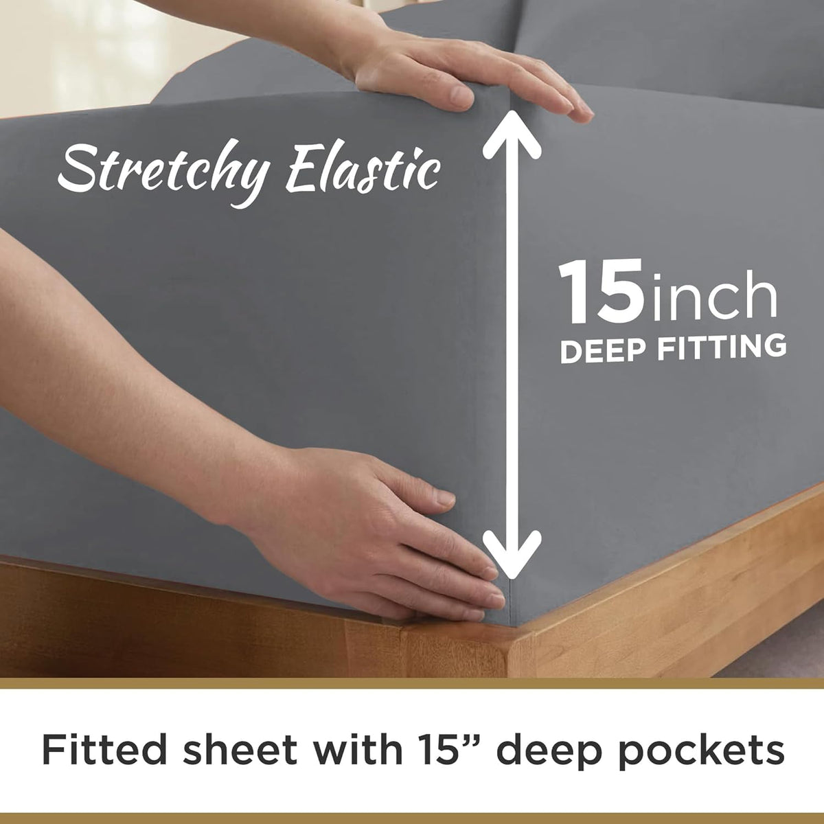 Twin XL Cotton Knit Jersey Fitted Sheets, 2-Pack, 15" Deep Pocket, 39x80