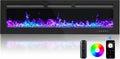 50-Inch Smart Electric Fireplace, Ultra-Slim Wall-Mounted or Recessed Fireplace Heater with 1400W Heat, WiFi App &