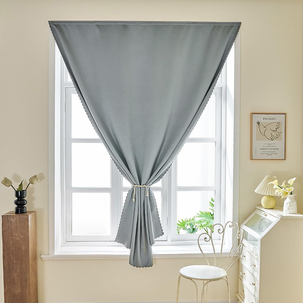 Magic Tape Stick on Portable Curtains for Windows, Bedroom Blackout Curtains for - Thermal Lnsulated No Drill Curtains