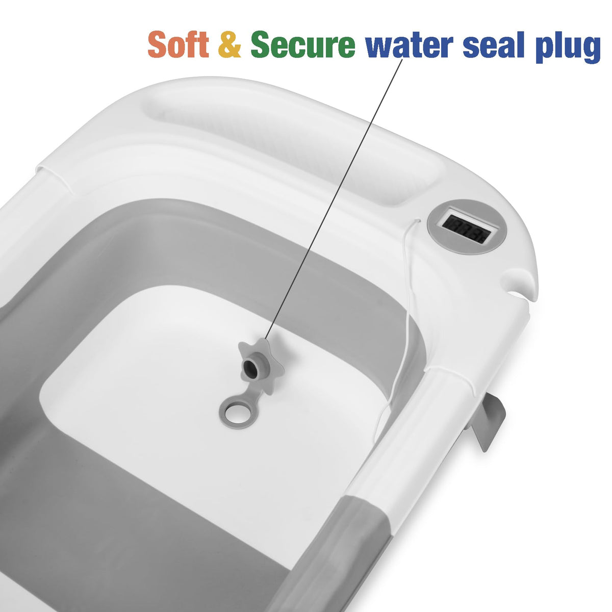 Bathtub for Newborn Infant, Collapsible Baby Bathtub with Temperature Display & Soft Cushion, Infant to Toddler