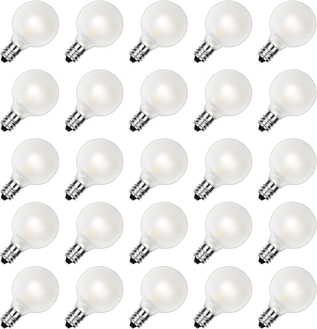25PK G40 LED Frosted Replacement Bulbs, E12 Candelabra Base Globe Bulbs