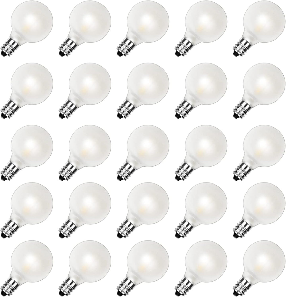 25PK G40 LED Frosted Replacement Bulbs, E12 Candelabra Base Globe Bulbs