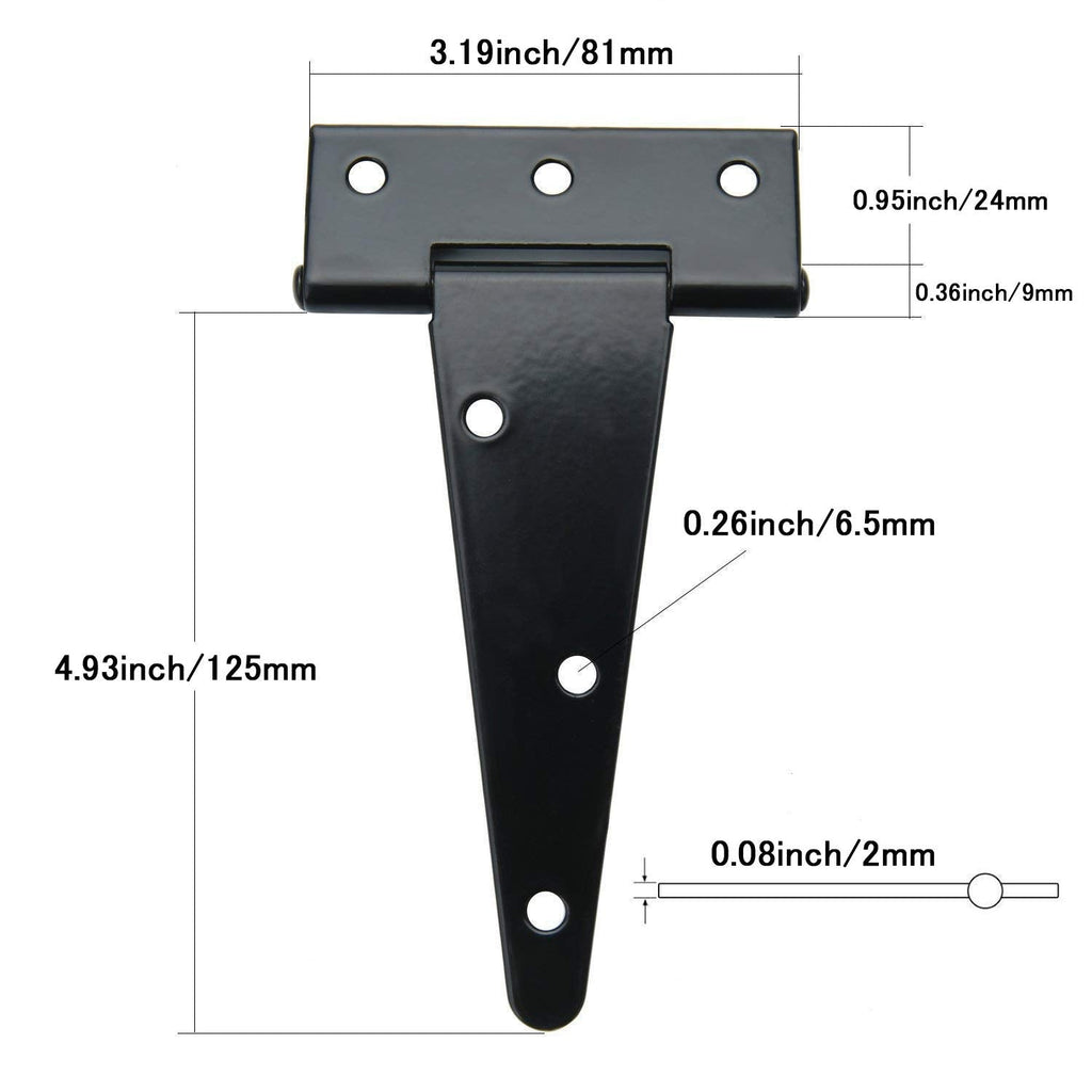 T-Strap Barn Door Hinges Shed Door Heavy Duty Hinges Gate Strap Wooden Fence Yard Tee Hinge Black Wrought Hardware