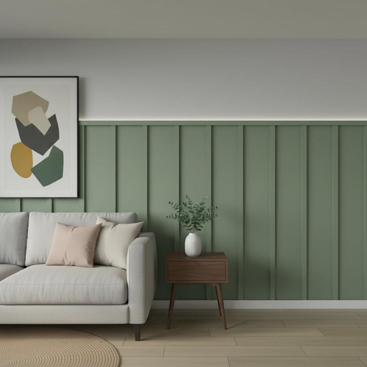 1 Set MDF Premade Board and Batten Wainscoting Kit 157 x 63inch