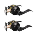 2 Pack Black Interior Door Handles Privacy Door Levers with Lock Inside, Keyless Wave Style Door Handle Knobs for