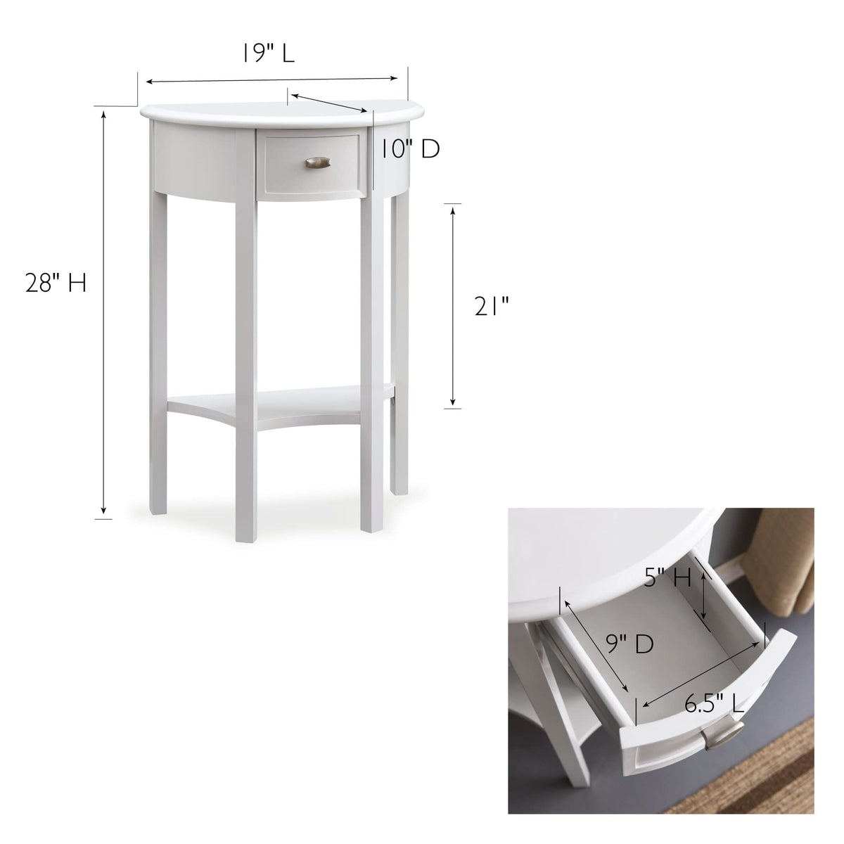 Seneca Console Table, 19", Cottage White