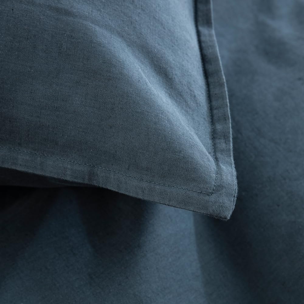 Linen Blend Duvet Cover Set - 106"x92" Duvet Cover + 2 Shams, 55% Linen 45% Cotton Bedding Sets