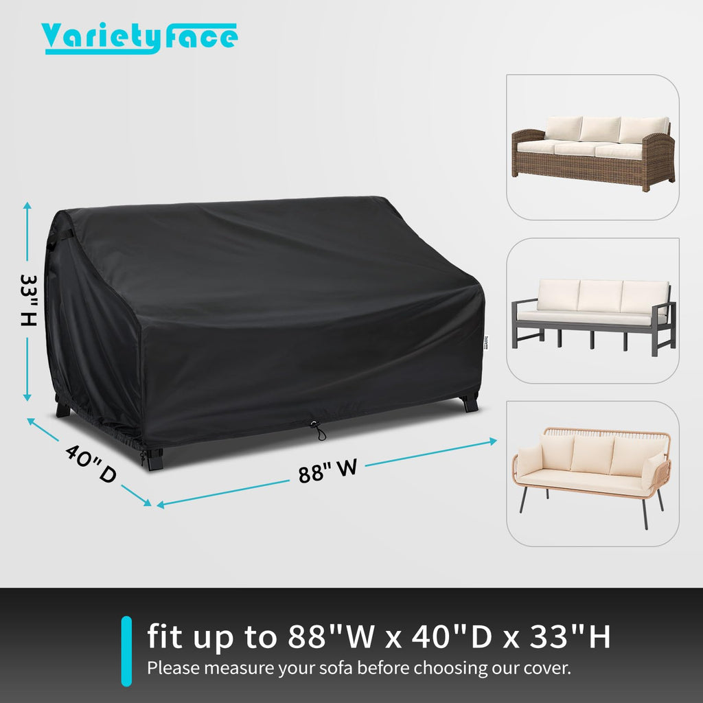 Patio Furniture Sofa Cover Waterproof, Fit 88W x 40D x 33H inch