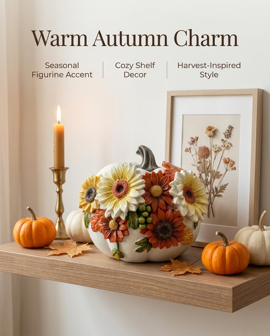 Fall Decorations Floral Pumpkin Figurine Harvest Tabletop Decor