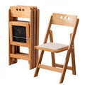 Wooden Folding Chair, Round Hole backrest, Natural Color, Set of 4