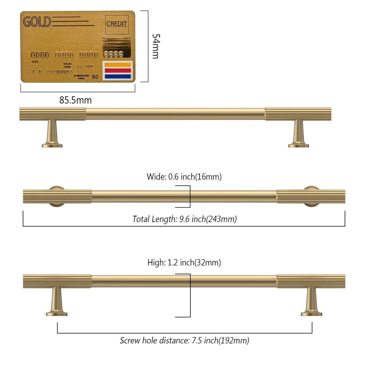10 Pack Champagne Bronze Cabinet Pulls 7.5"